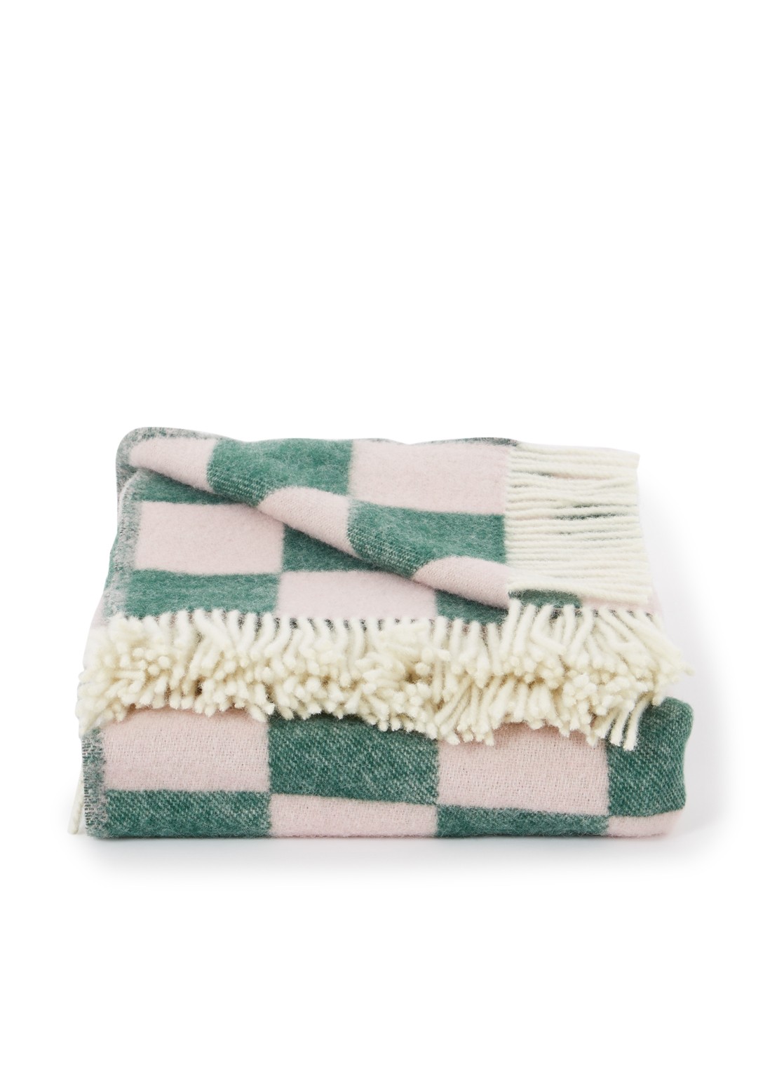 Maison Deux Checkerboard plaid van wol 130 x 200 cm - voorkant groen