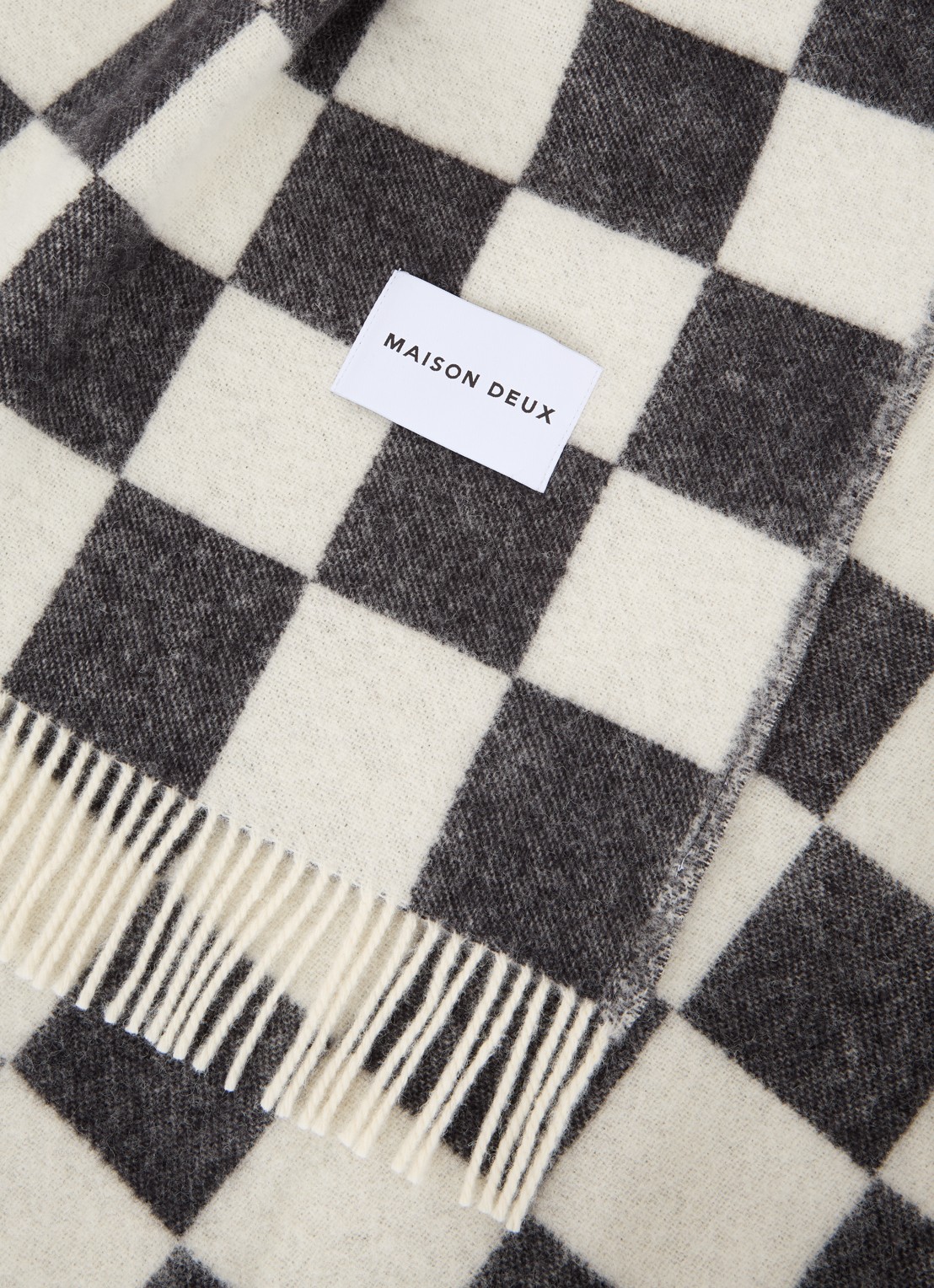 Maison Deux Checkerboard plaid van wol 130 x 200 cm - detail 3 zwart