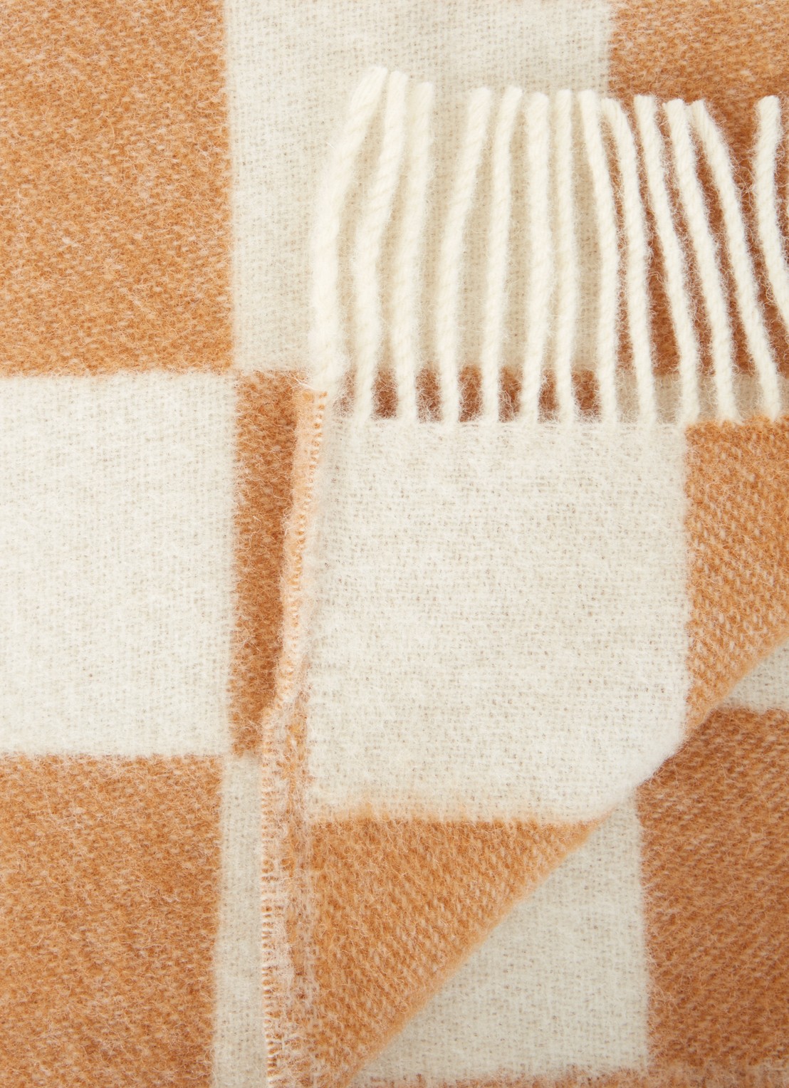 Maison Deux Checkerboard plaid van wol 130 x 200 cm - detail bruin