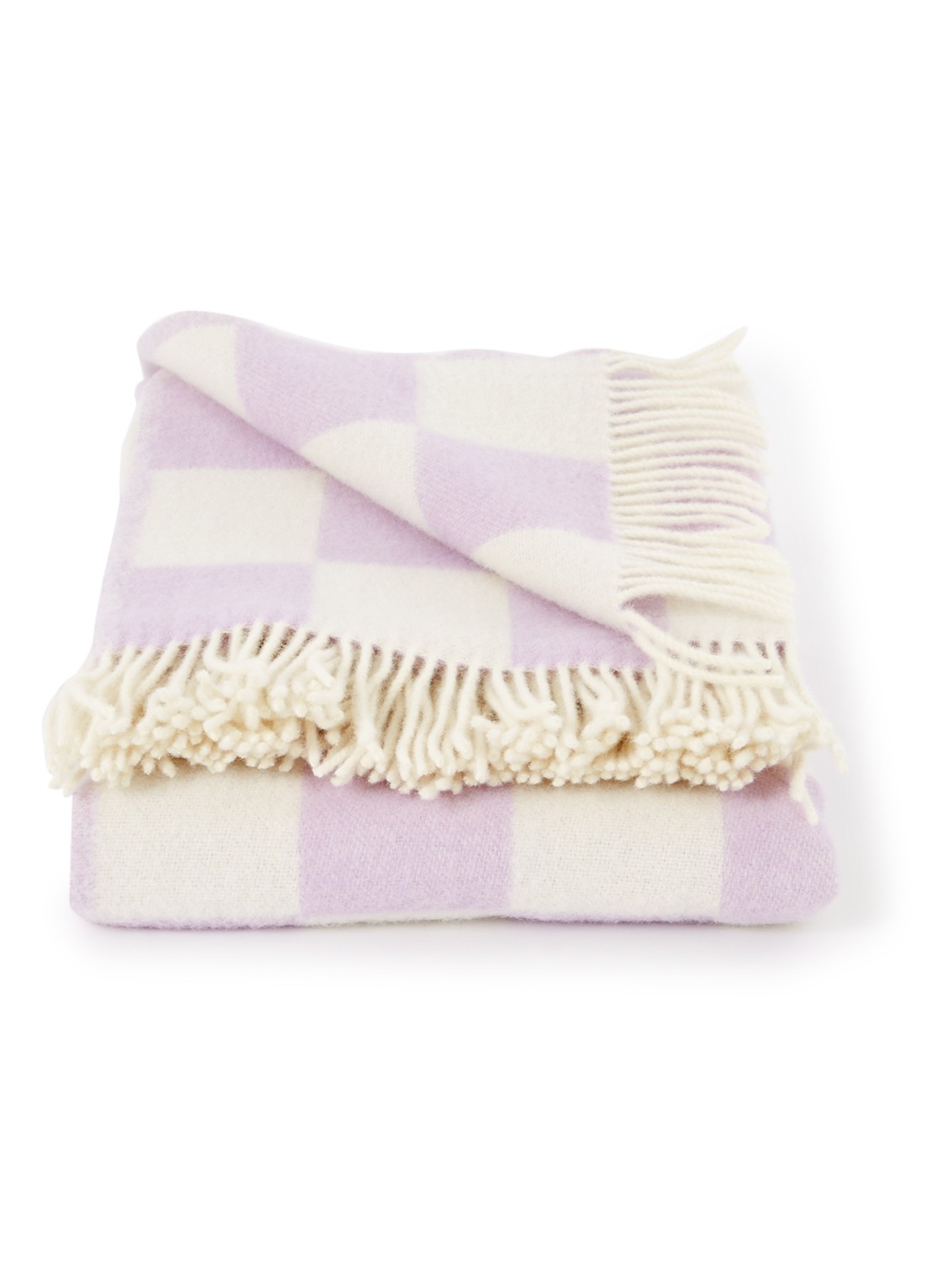 Maison Deux Checkerboard plaid van wol 130 x 200 cm - voorkant lila