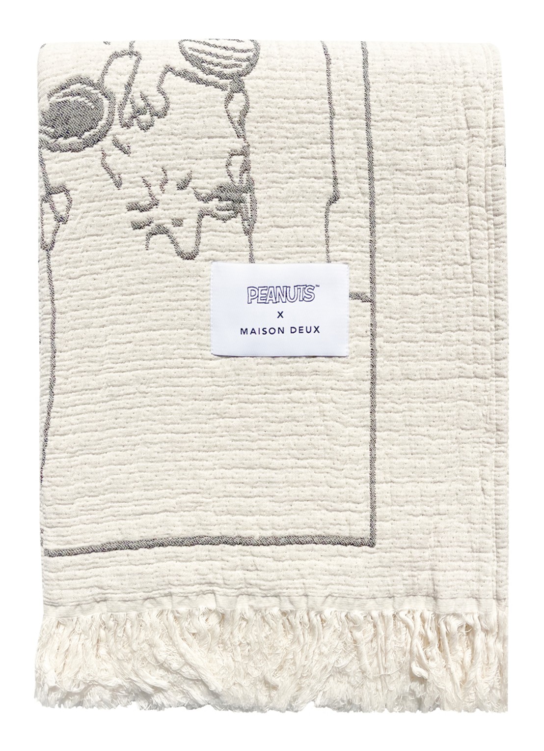 Maison Deux Flight School plaid 130 x 200 cm - voorkant creme