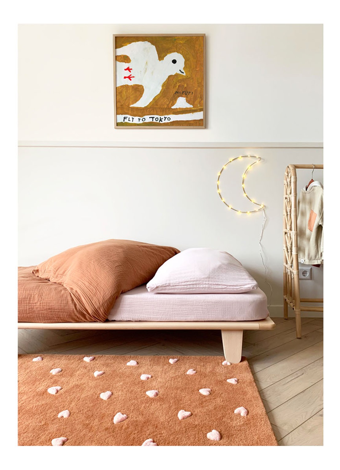 Maison Deux Hearts vloerkleed M 80 x 120 cm - detail 2 oranjebruin