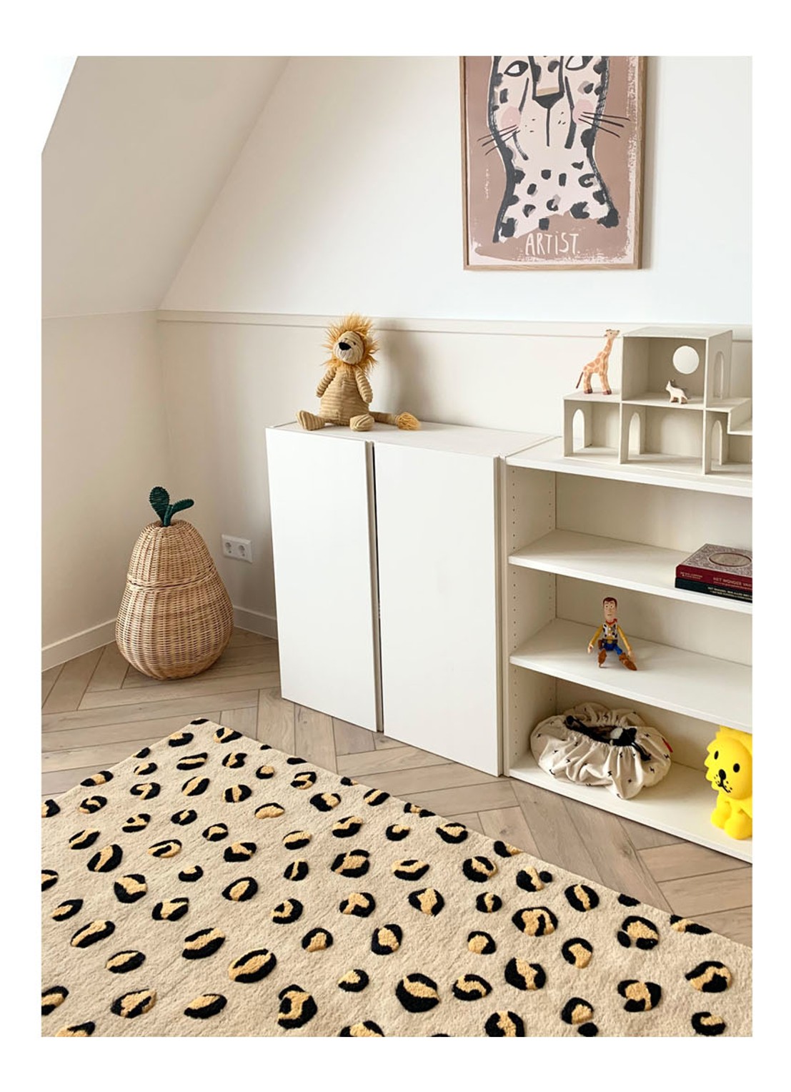 Maison Deux Leopard Large vloerkleed 120 x 180 cm - voorkant 5 beige