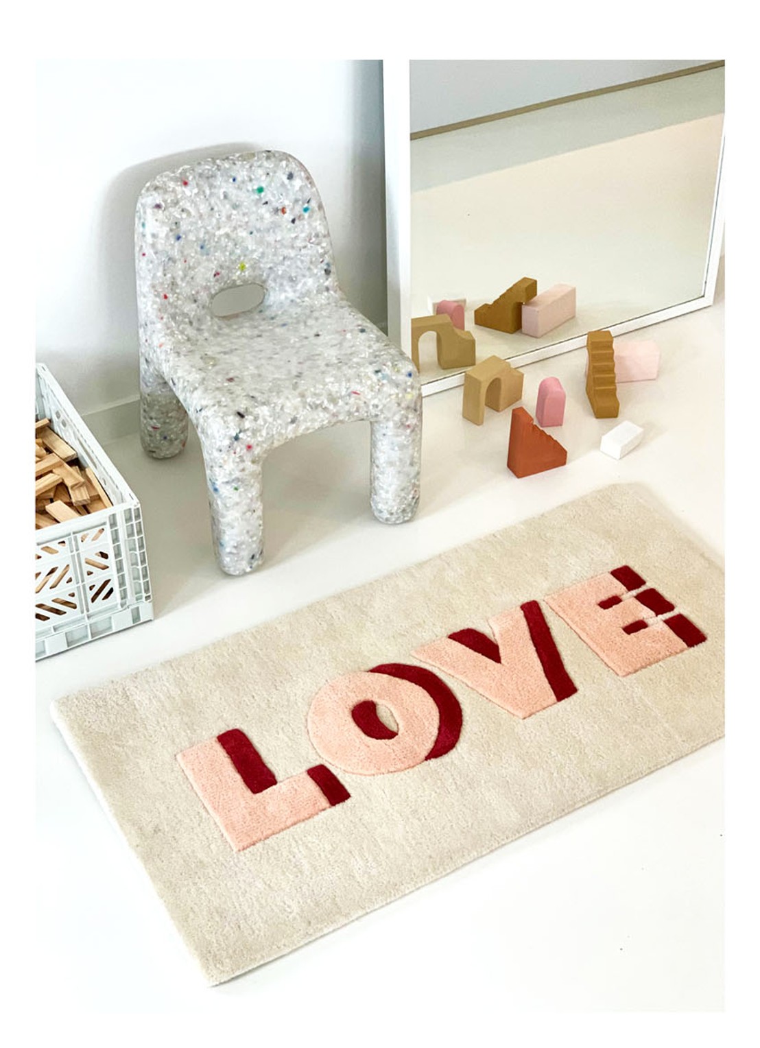 Maison Deux Love vloerkleed 100 x 50 cm - detail 3 creme