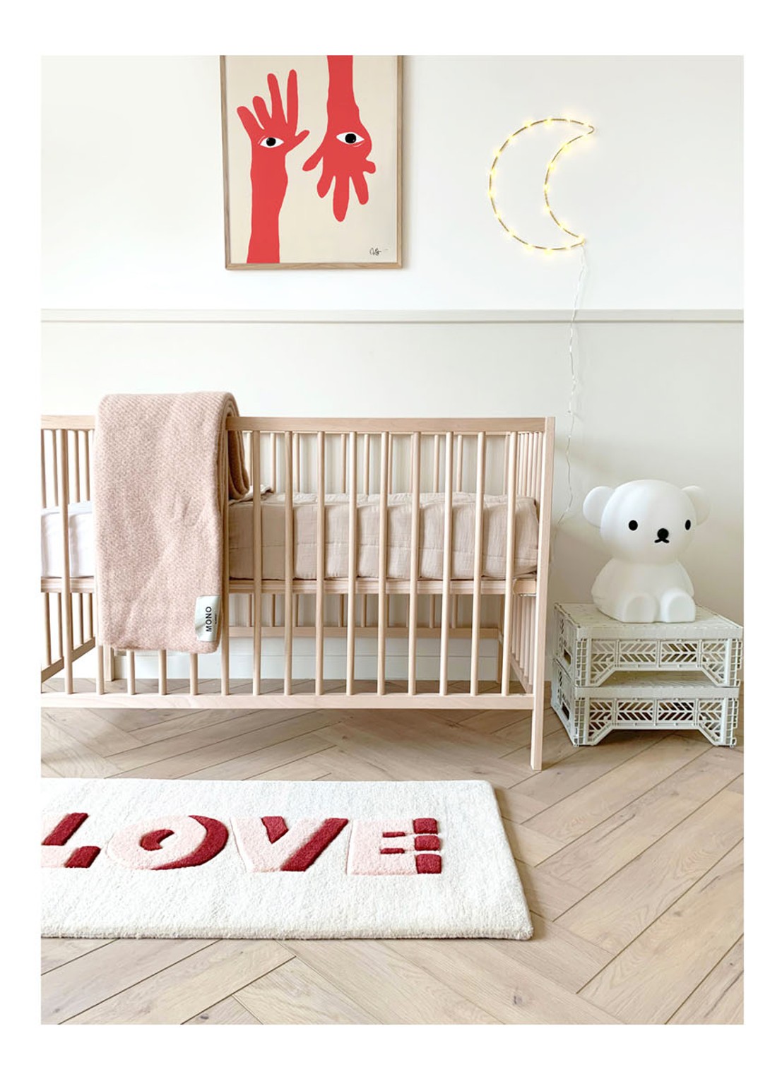 Maison Deux Love vloerkleed 100 x 50 cm - voorkant 6 creme