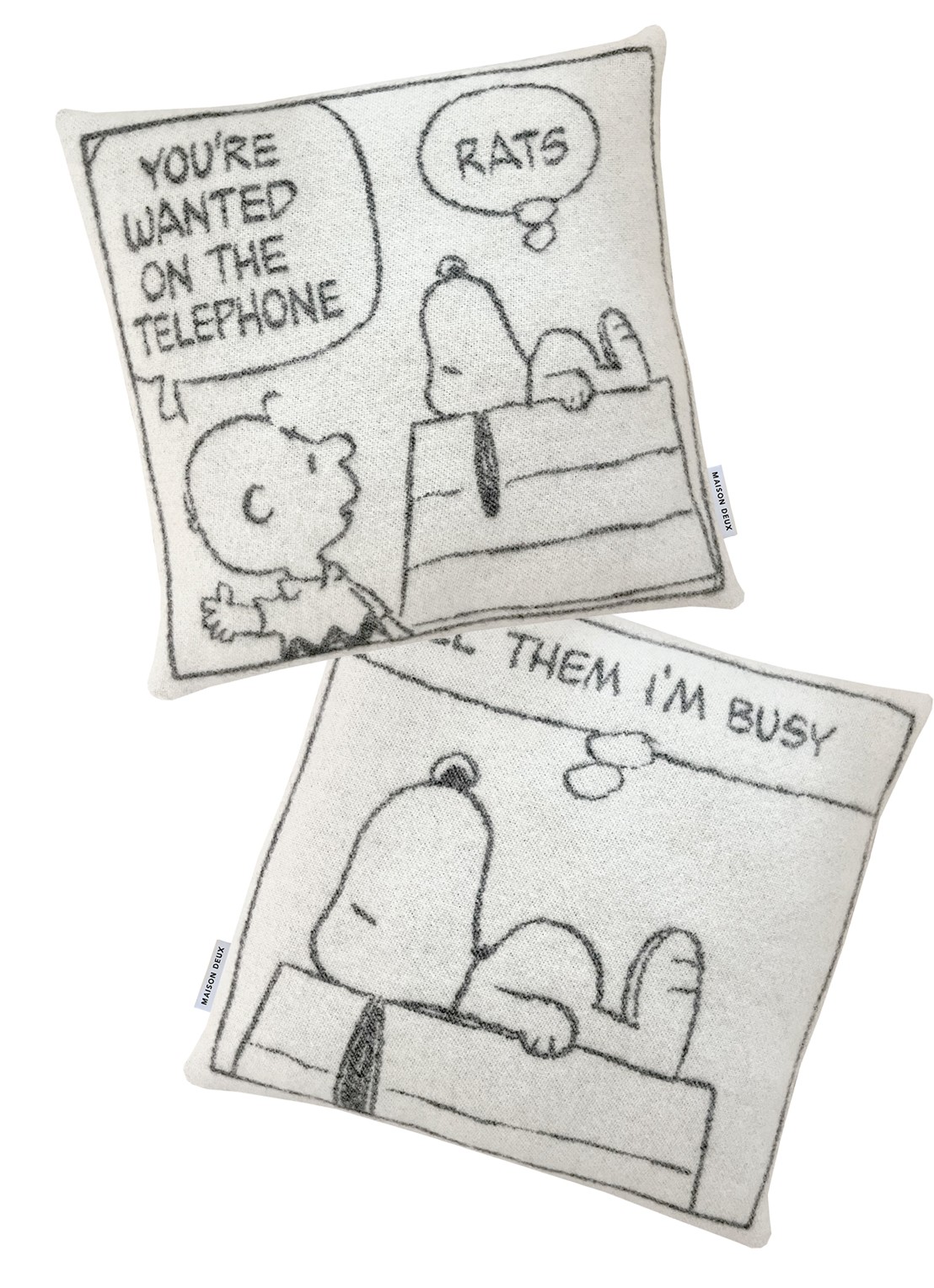 Maison Deux Peanuts sierkussenhoes 50 x 50 cm set van 2 - voorkant 2 creme