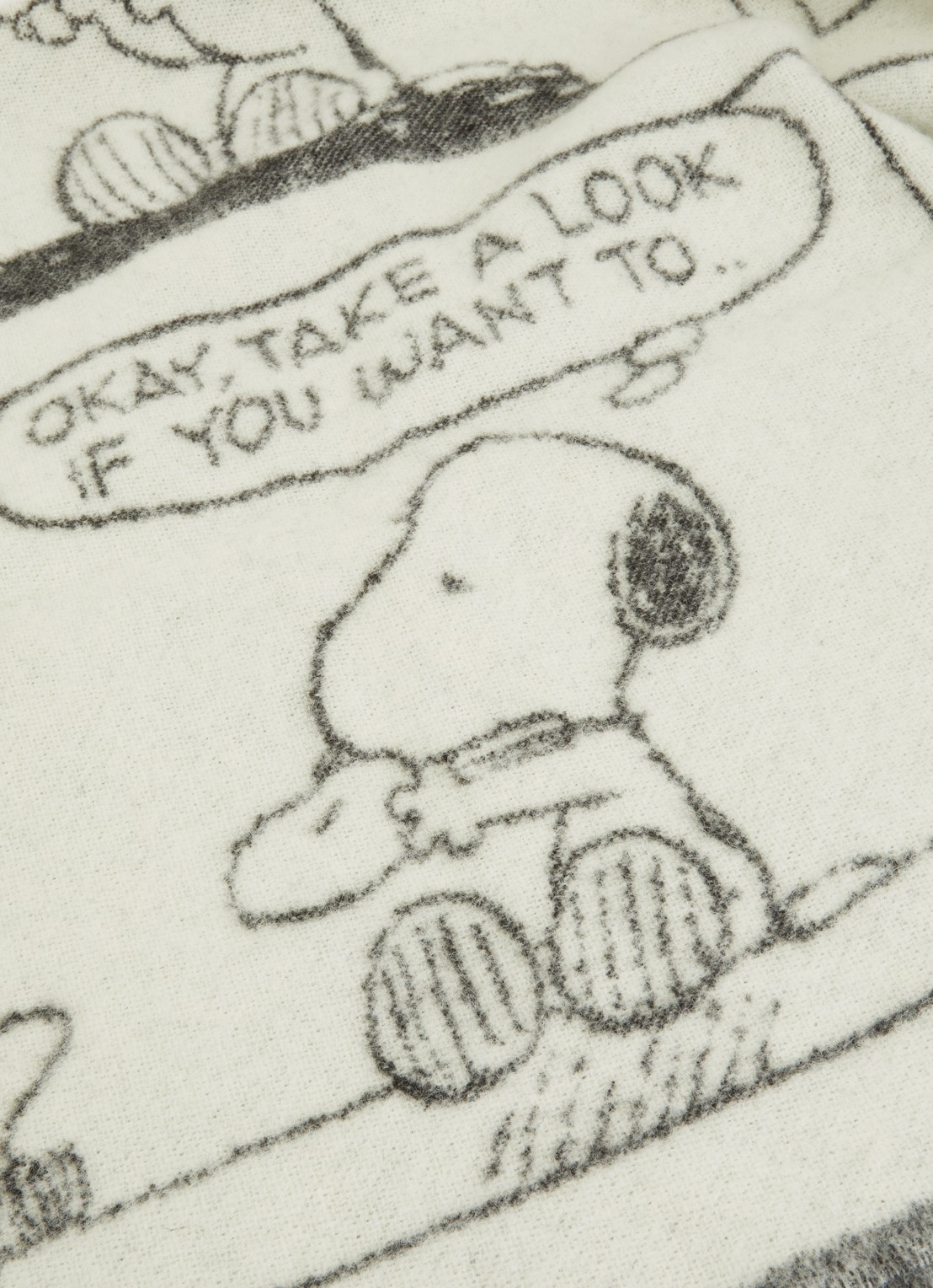 Maison Deux Peanuts Stripverhaal plaid  130 x 200 cm - detail gebroken wit