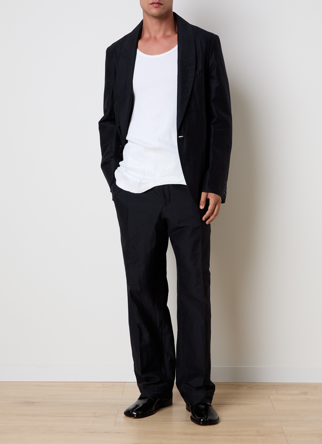 Maison Margiela Colbert in zijdeblend - voorkant 6 donkerblauw