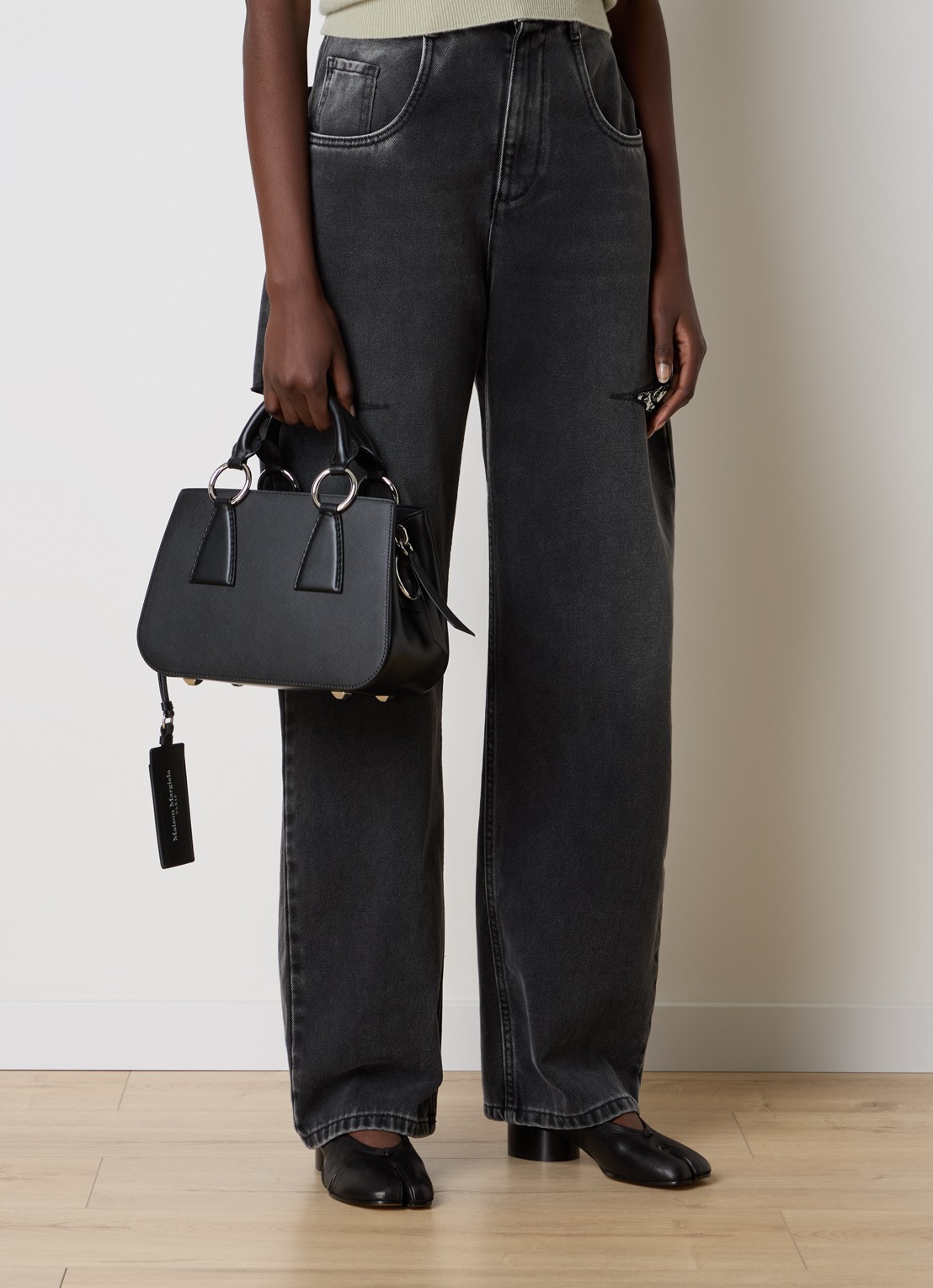 Maison Margiela Doll handtas van kalfsleer met afneembare schouderriem - voorkant 8 zwart
