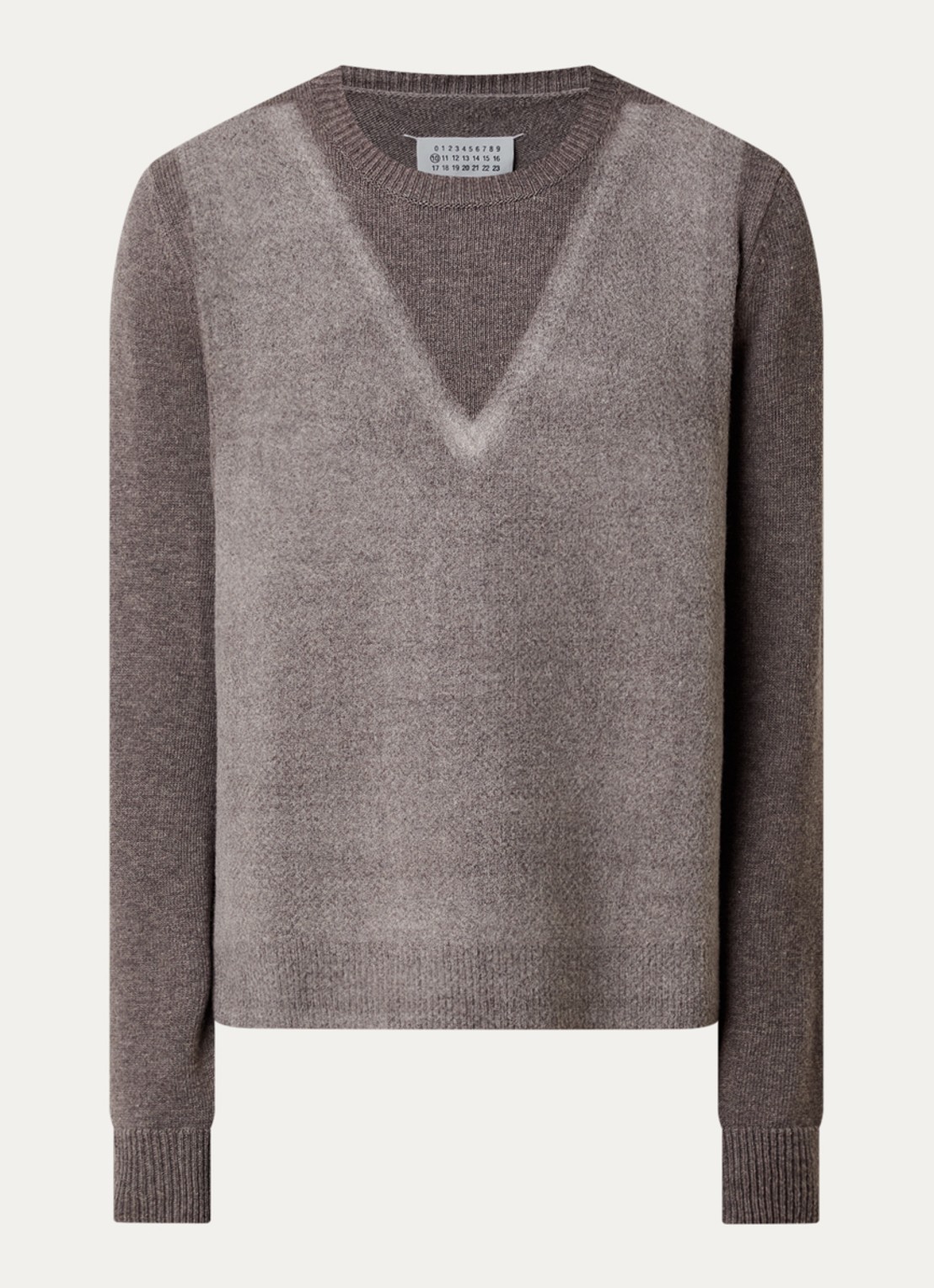 Maison Margiela Fijngebreide trui van wol met print - voorkant 4 grijs