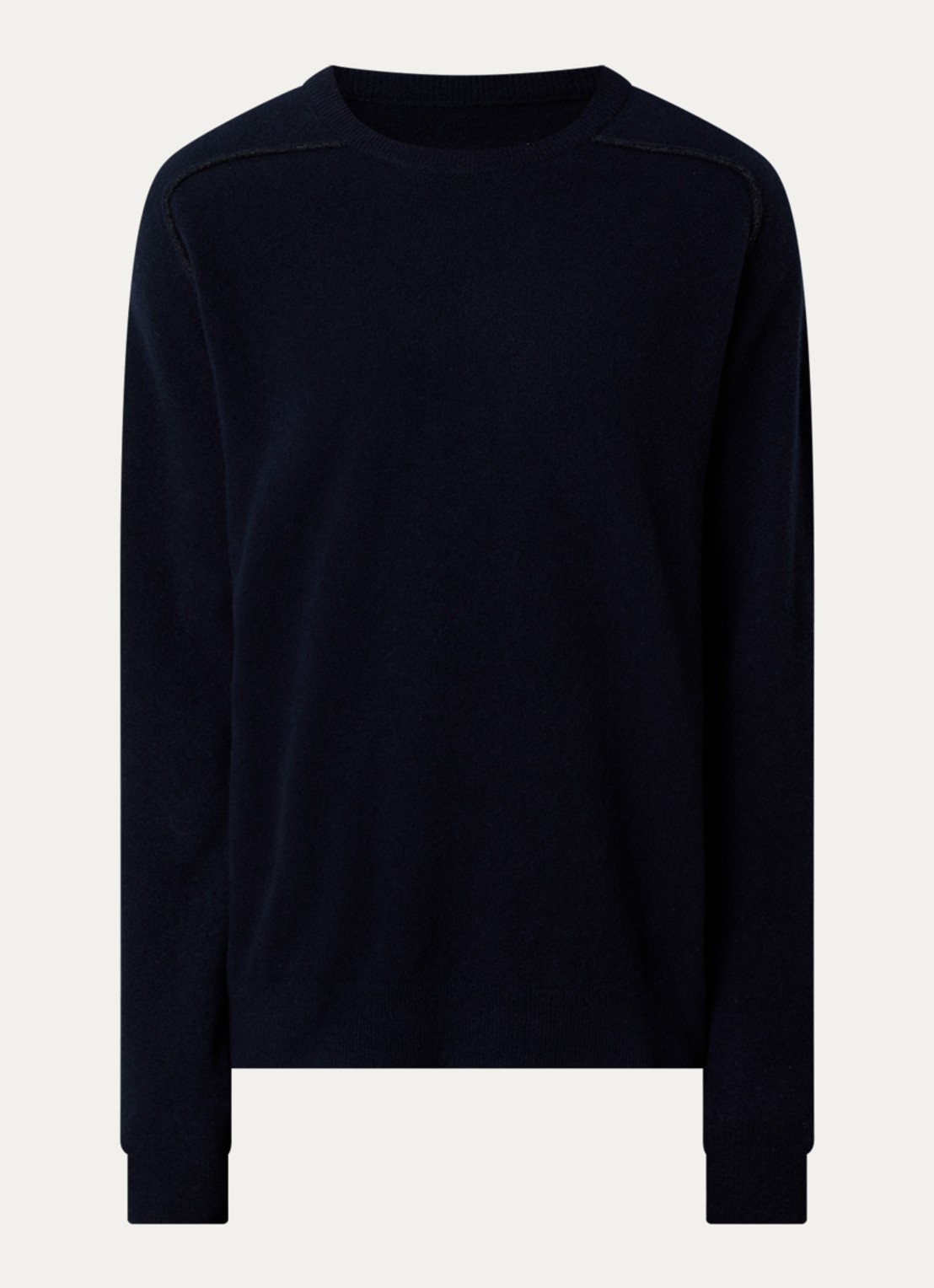Maison Margiela Fijngebreide trui van wol met ronde hals - voorkant 4 donkerblauw