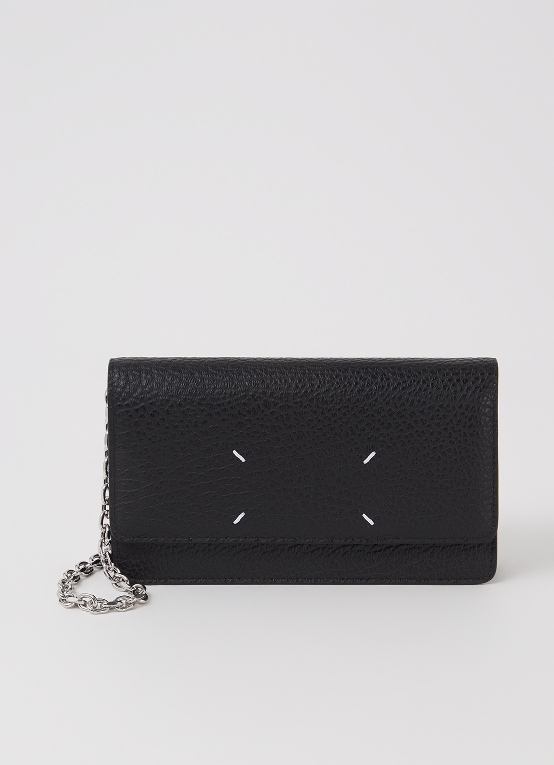 Maison Margiela Four Stitches portemonnee van kalfsleer - voorkant zwart