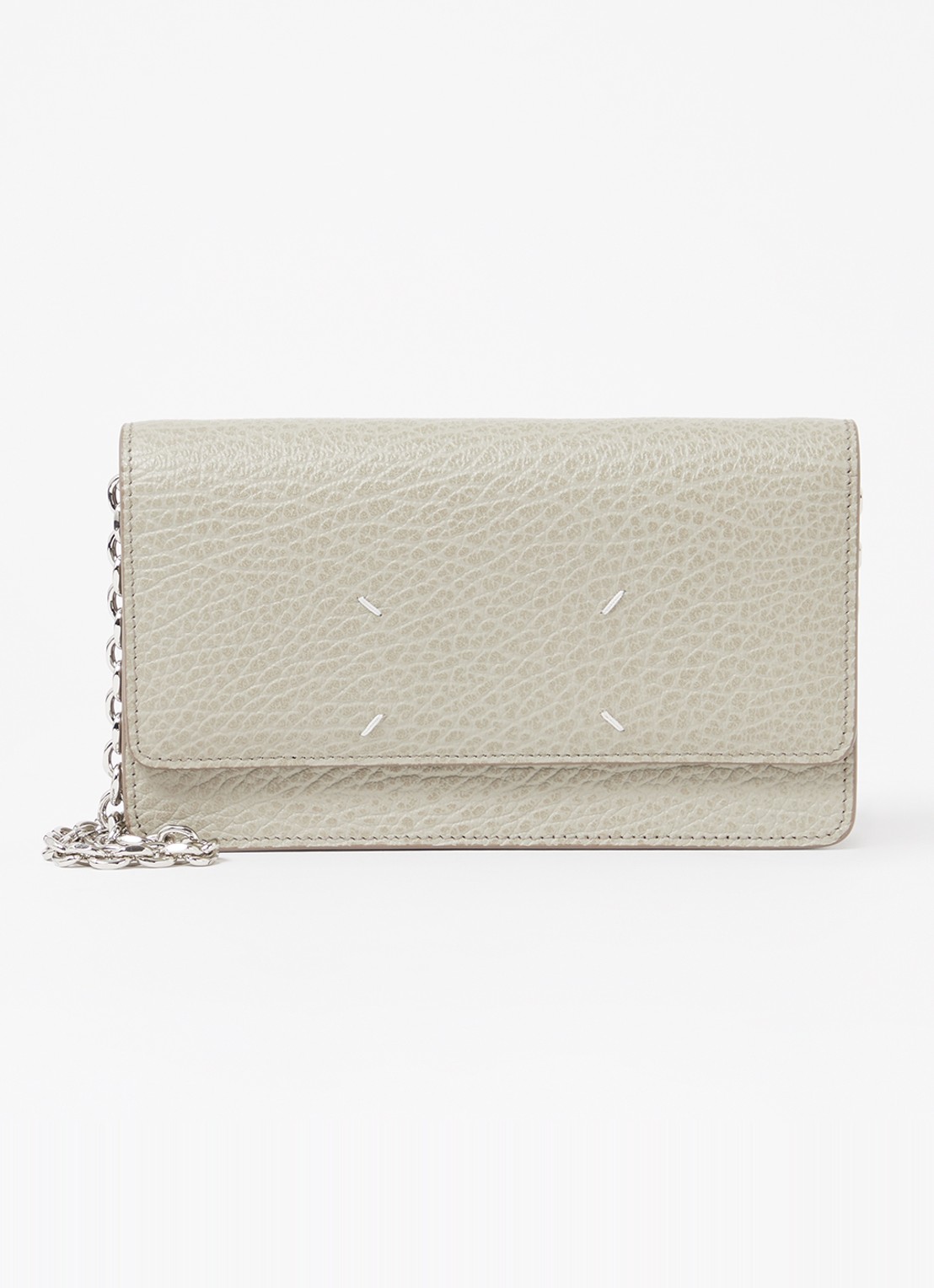 Maison Margiela Four Stitches portemonnee van kalfsleer - voorkant khaki