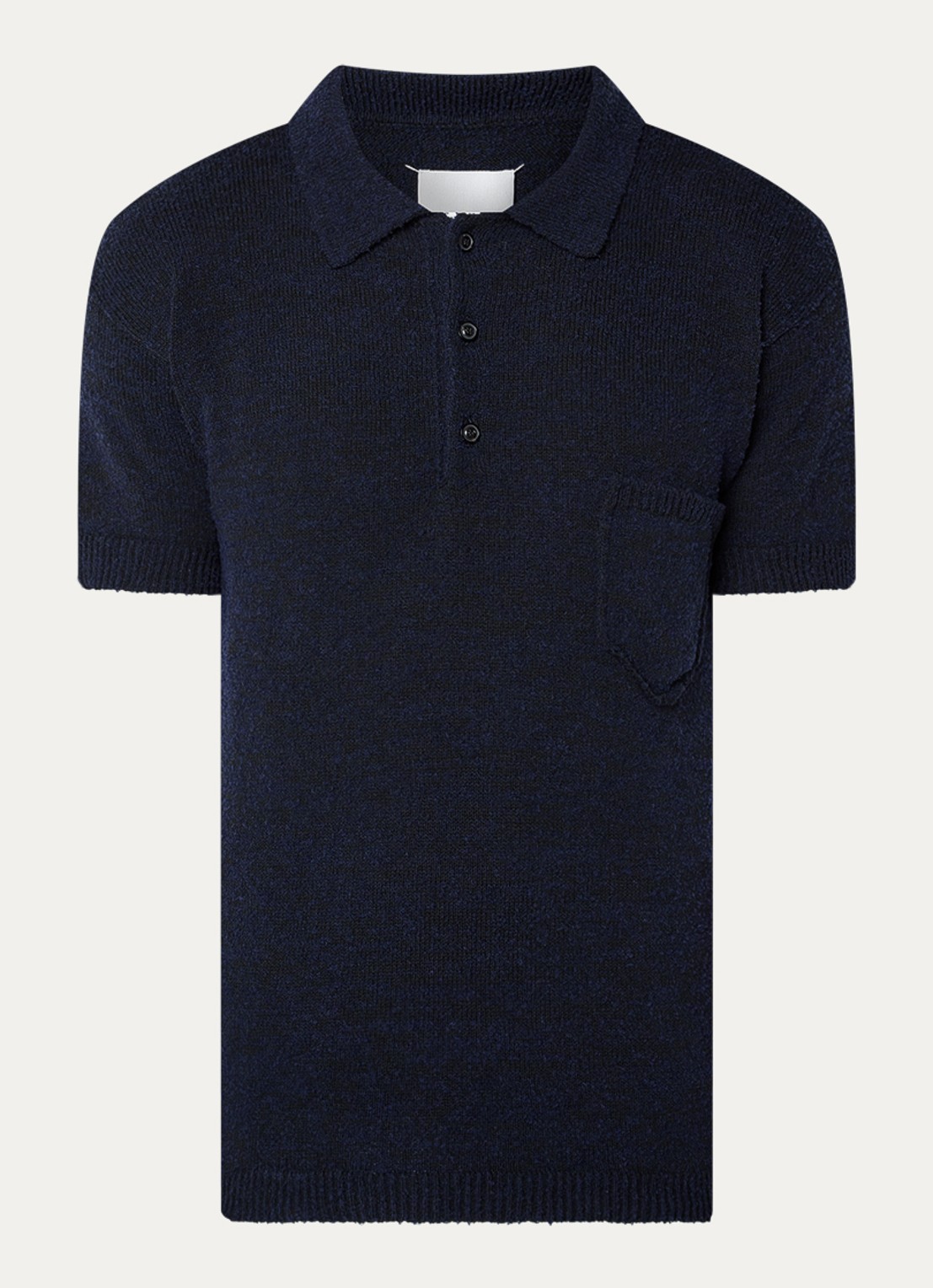 Maison Margiela Grofgebreide polo in wolblend met opgestikte zak - voorkant donkerblauw