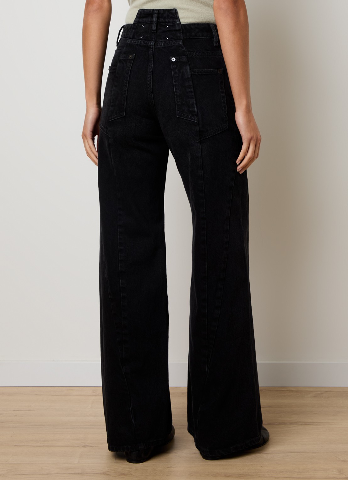 Maison Margiela High waist flared jeans met gekleurde wassing - achterkant zwart