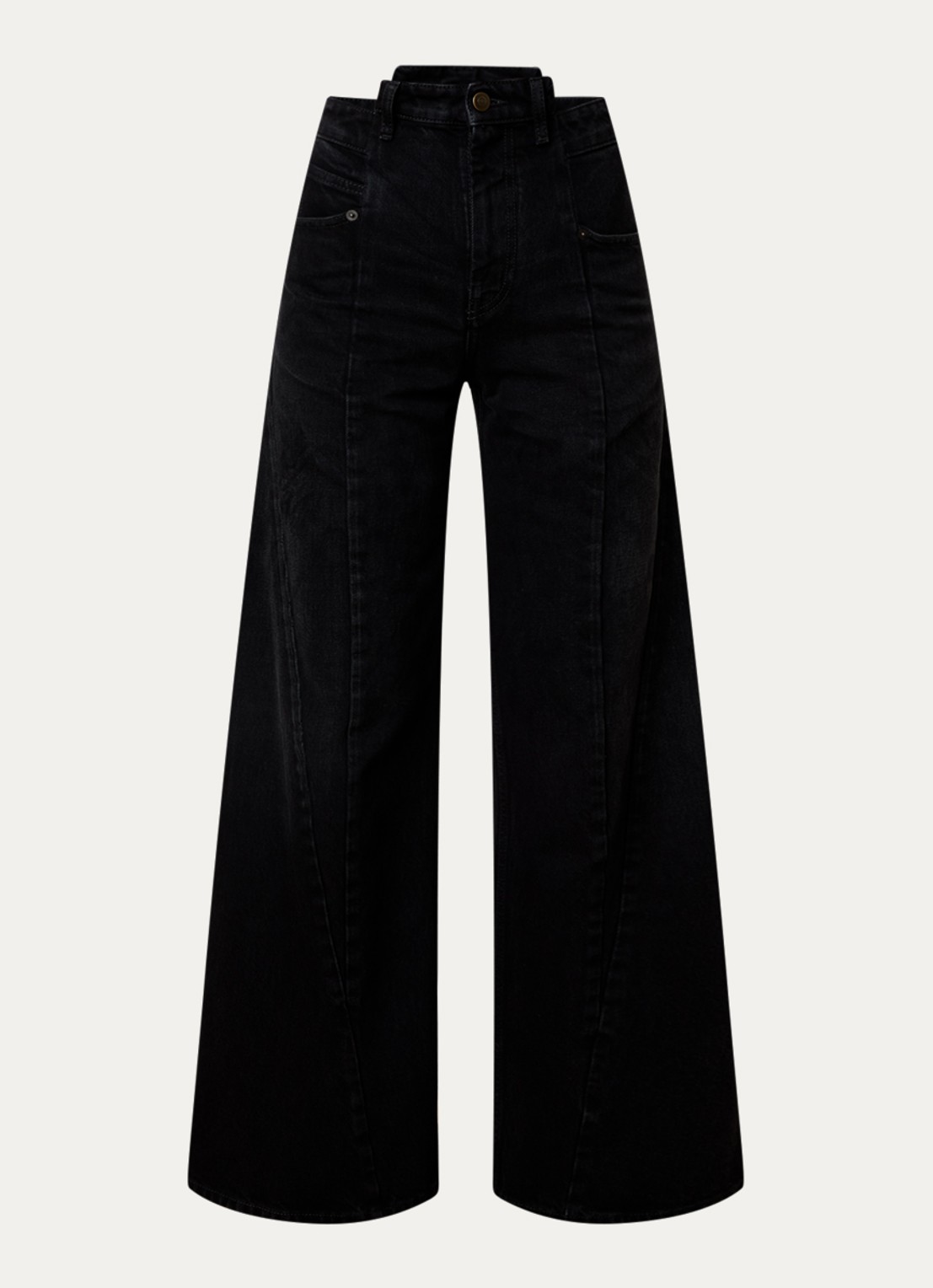 Maison Margiela High waist flared jeans met gekleurde wassing - voorkant 2 zwart