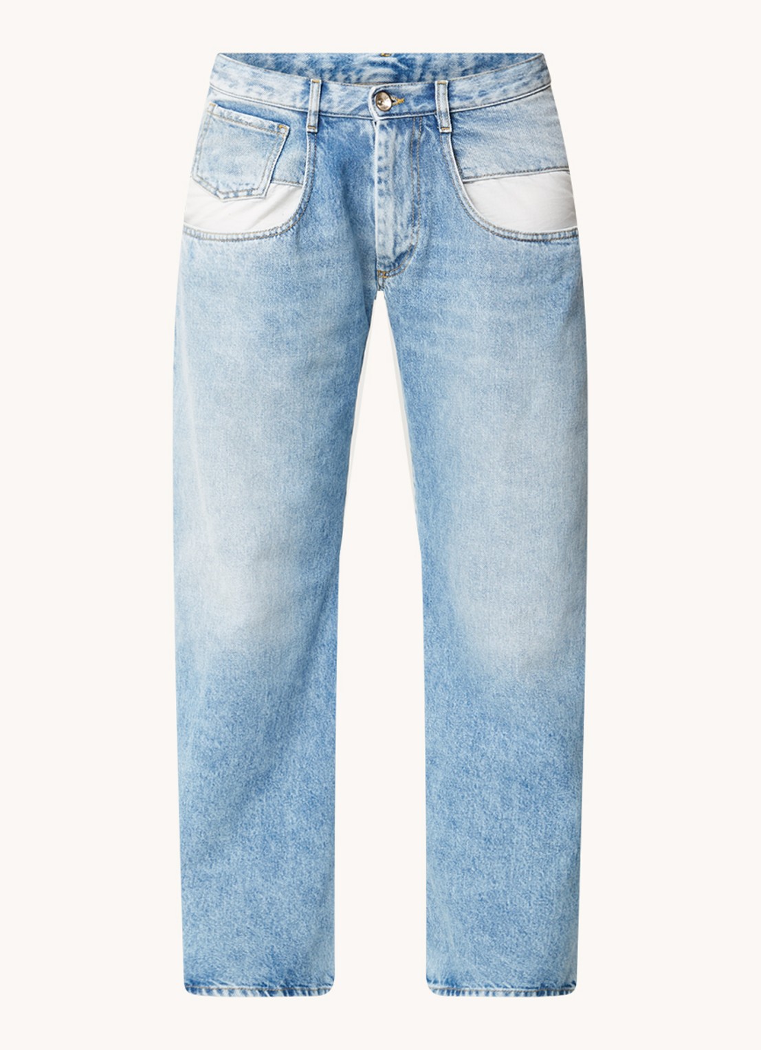 Maison Margiela High waist straight leg jeans met lichte wassing - voorkant 3 indigo