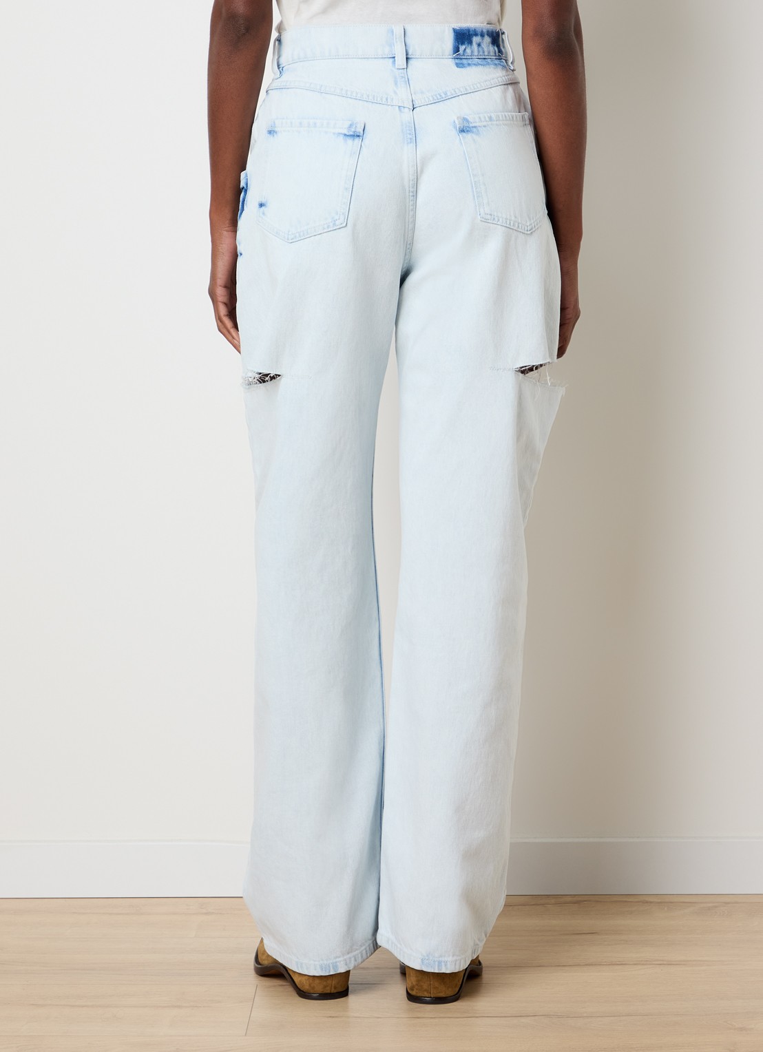 Maison Margiela High waist straight leg jeans met lichte wassing - achterkant 6 indigo