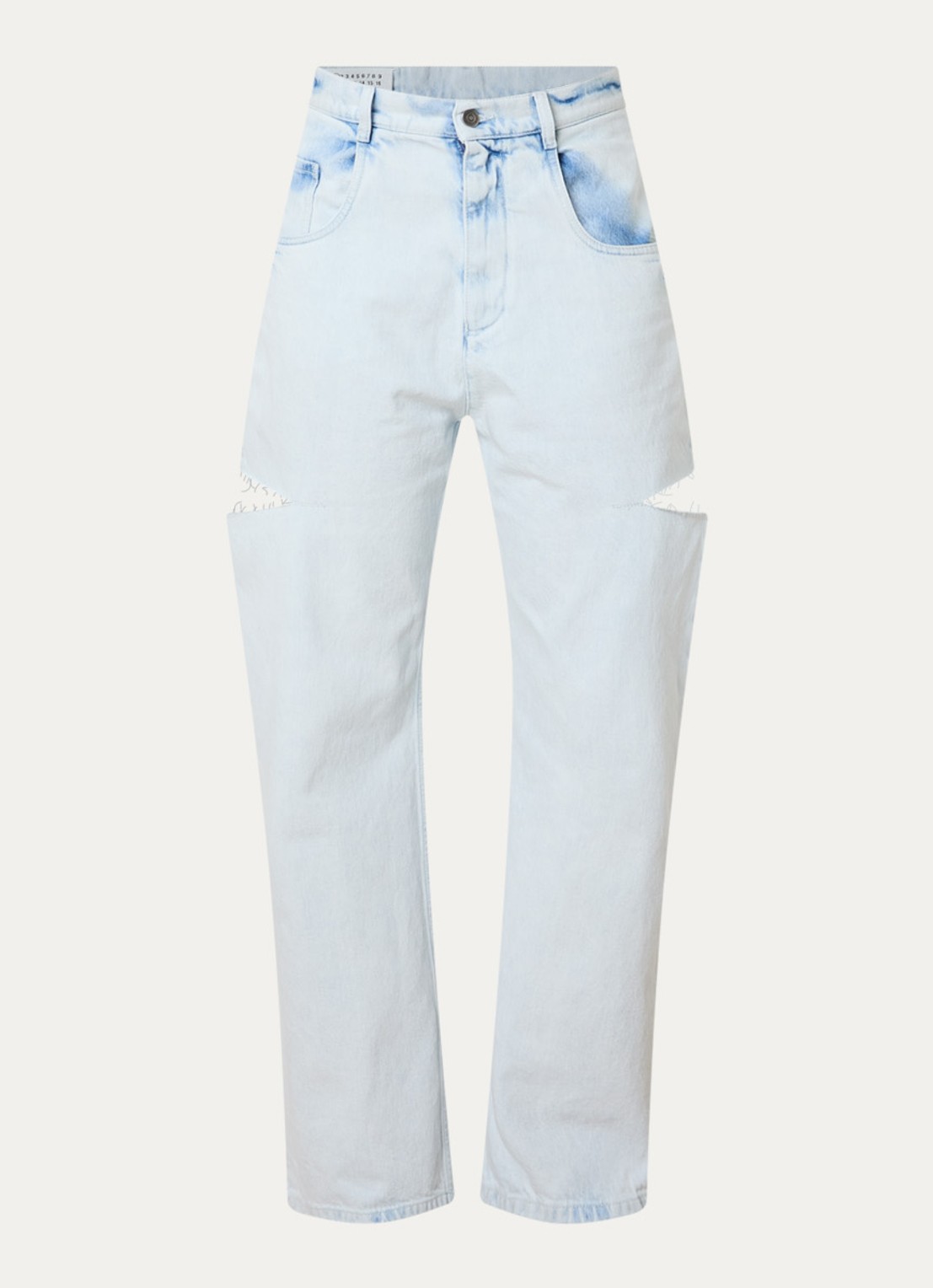 Maison Margiela High waist straight leg jeans met lichte wassing - voorkant indigo