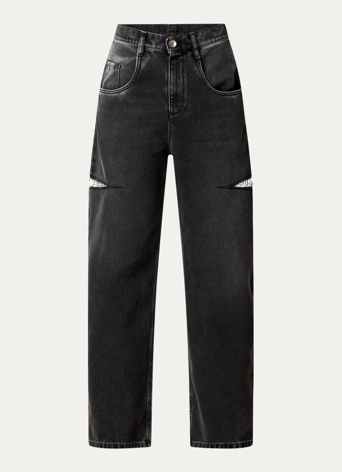 Maison Margiela High waist tapered jeans met steekzakken - voorkant 5 antraciet