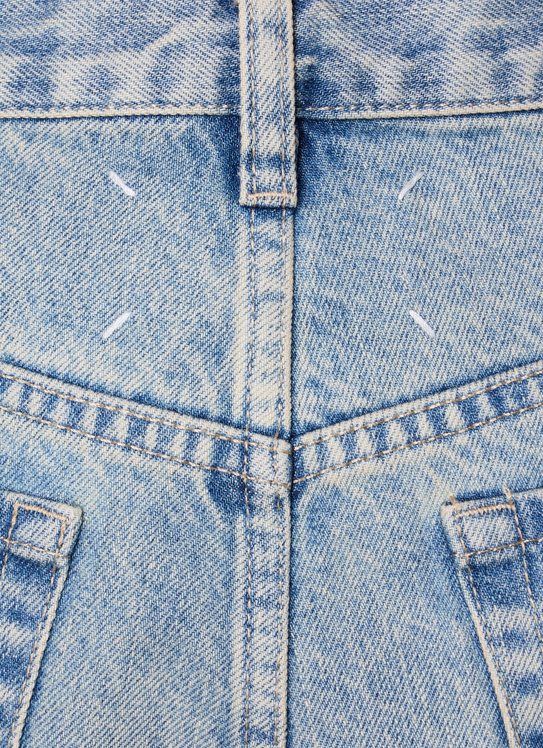 Maison Margiela High waist wide fit korte broek van denim - detail 6 indigo