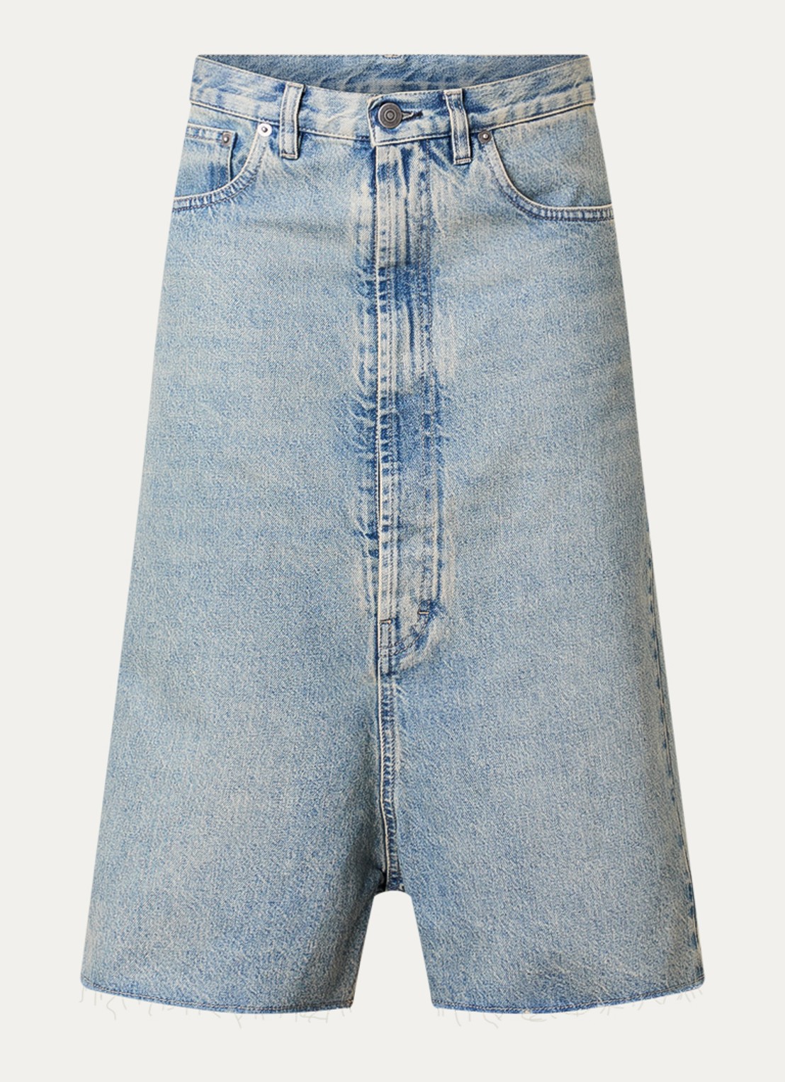 Maison Margiela High waist wide fit korte broek van denim - voorkant 2 indigo