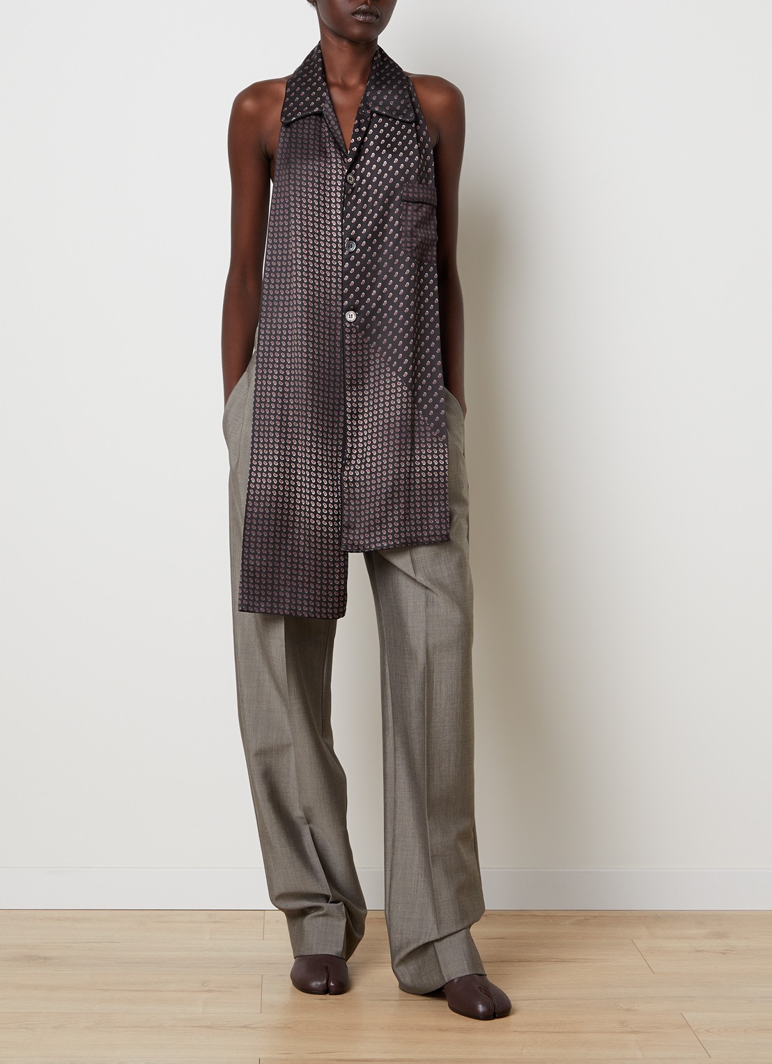 Maison Margiela Kraag met paisley dessin - voorkant 3 zwart
