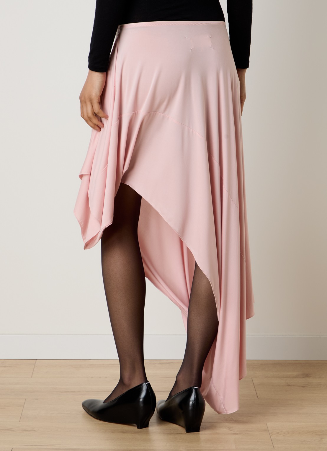 Maison Margiela Midi rok met asymmetrische zoom - achterkant lichtroze