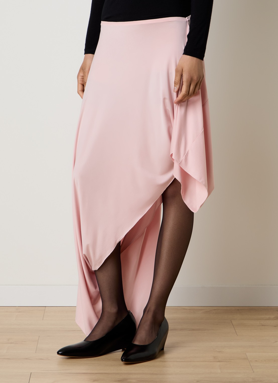 Maison Margiela Midi rok met asymmetrische zoom - detail 4 lichtroze
