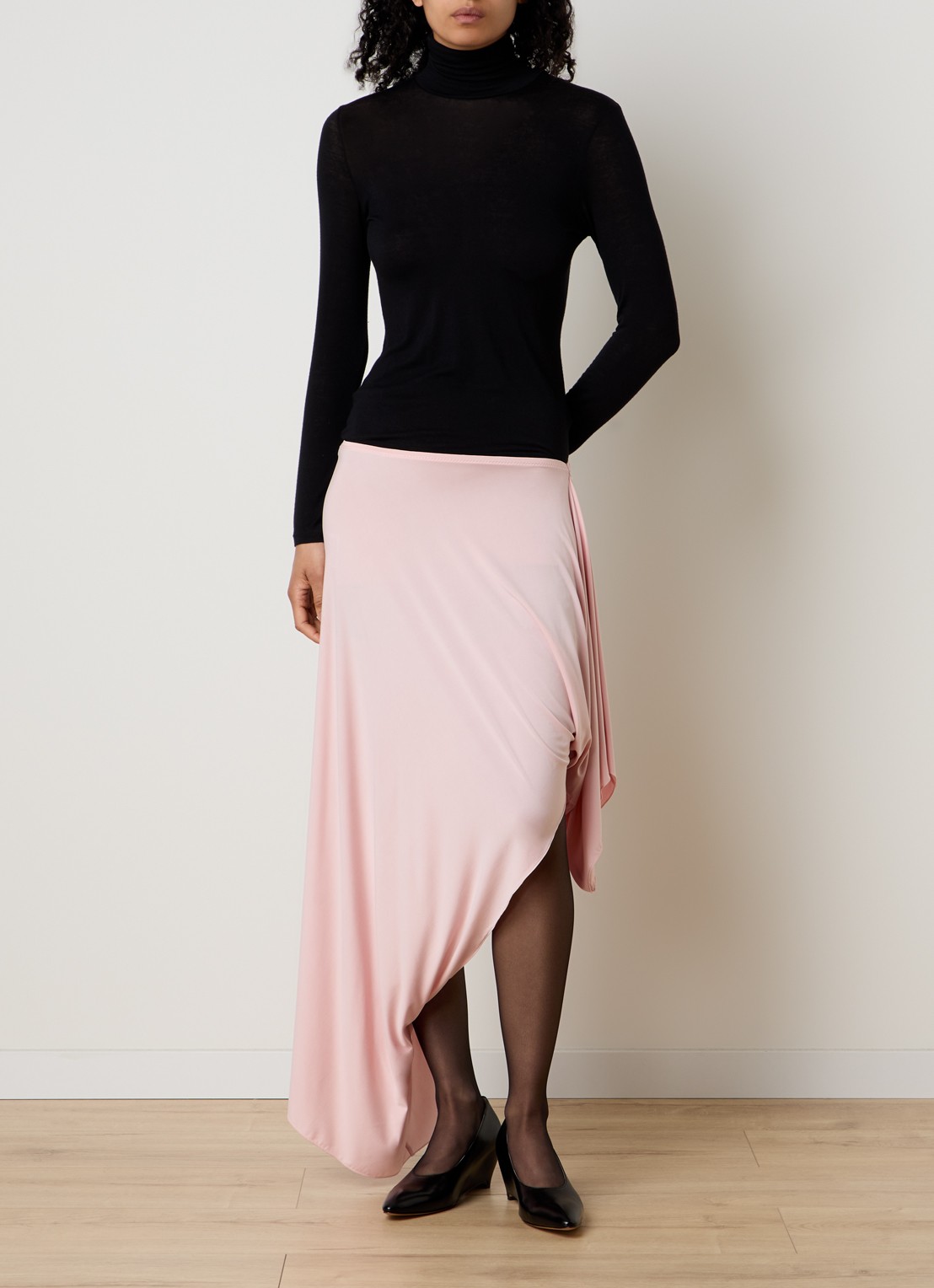 Maison Margiela Midi rok met asymmetrische zoom - voorkant 3 lichtroze