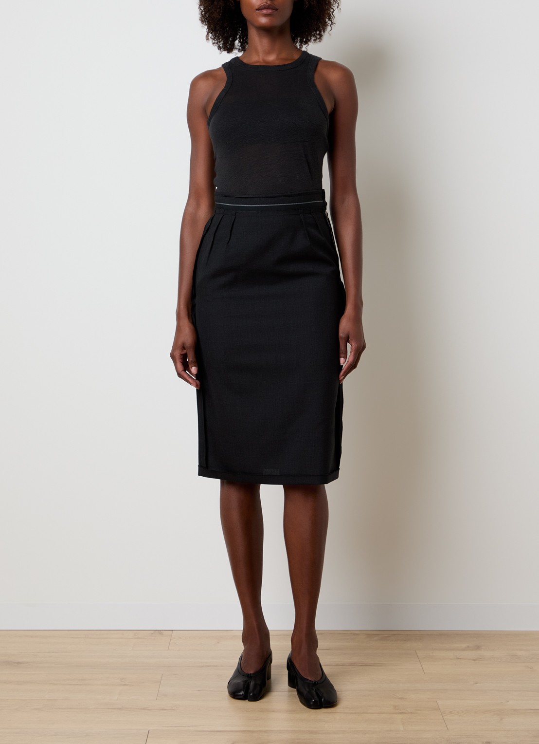 Maison Margiela Midi rok van wol - voorkant 5 zwart