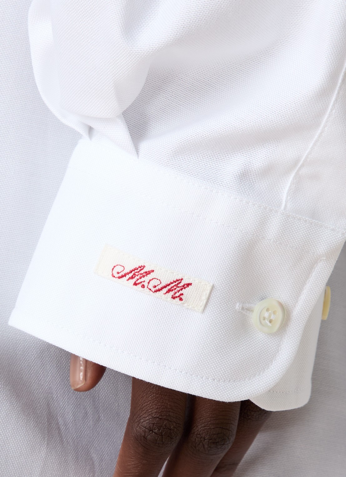 Maison Margiela Oversized blouse met borstzak - detail 4 wit