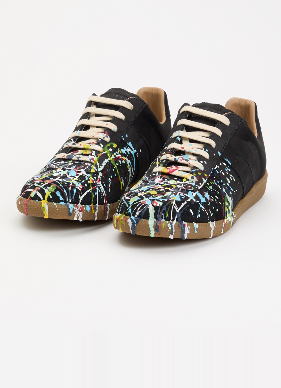 Maison Margiela Paint Replica sneaker van kalfsleer met details van kalfssuède - detail 3 zwart