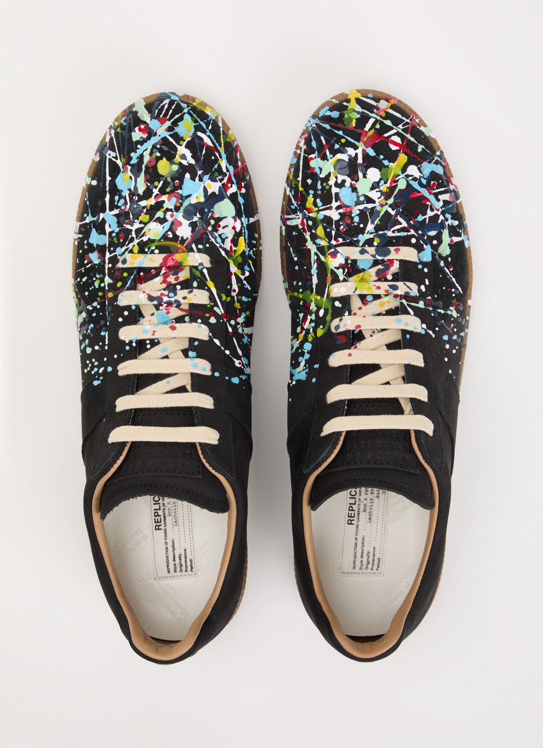Maison Margiela Paint Replica sneaker van kalfsleer met details van kalfssuède - detail 4 zwart