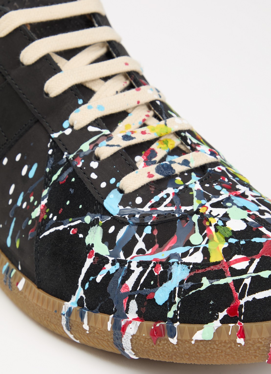 Maison Margiela Paint Replica sneaker van kalfsleer met details van kalfssuède - detail 6 zwart