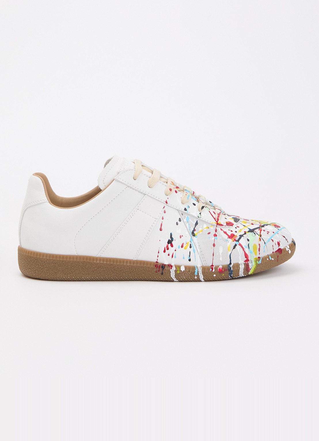 Maison Margiela Paint Replica sneaker van kalfsleer met details van kalfssuède - voorkant 6 wit