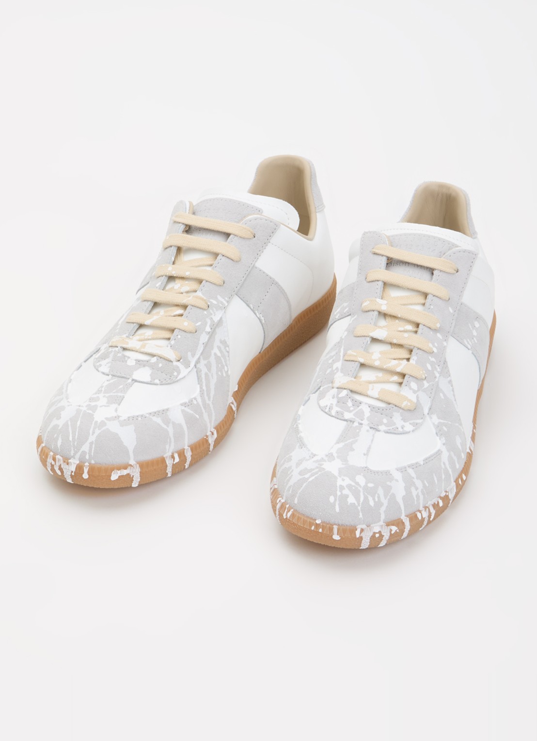 Maison Margiela Paint Replica sneaker van kalfsleer met details van kalfssuède - detail 2 wit