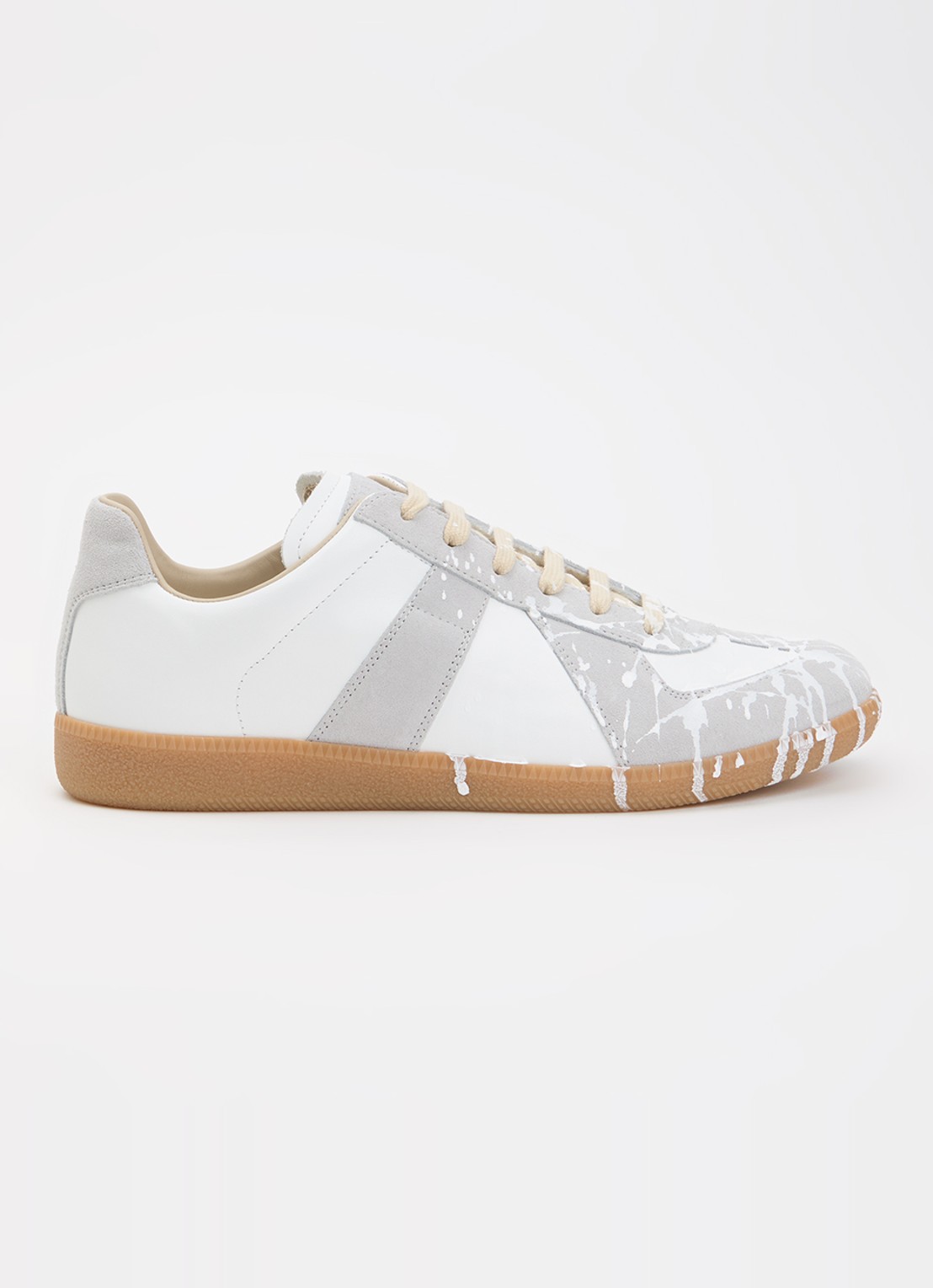 Maison Margiela Paint Replica sneaker van kalfsleer met details van kalfssuède - voorkant wit