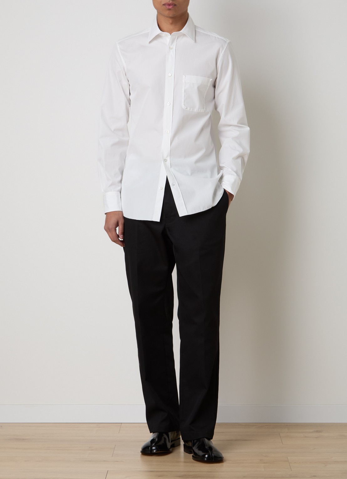 Maison Margiela Regular fit overhemd met borstzak - voorkant 4 gebroken wit