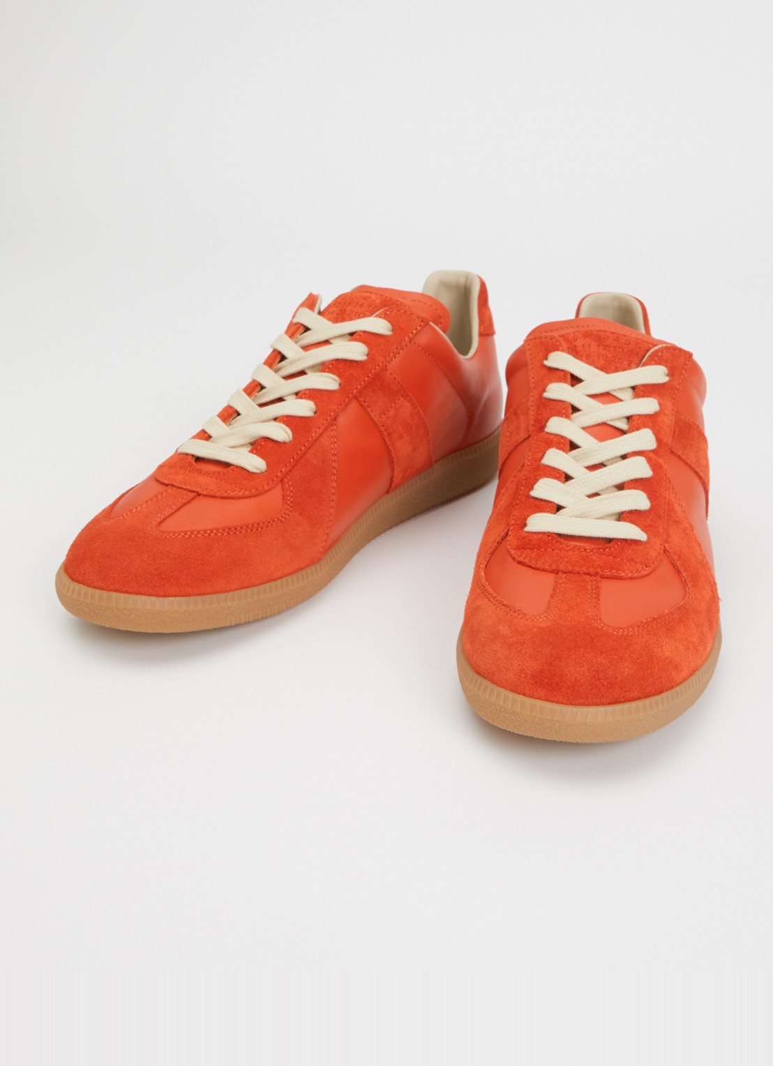 Maison Margiela Replica sneaker van kalfsleer met details van kalfssuède - detail 2 oranjerood