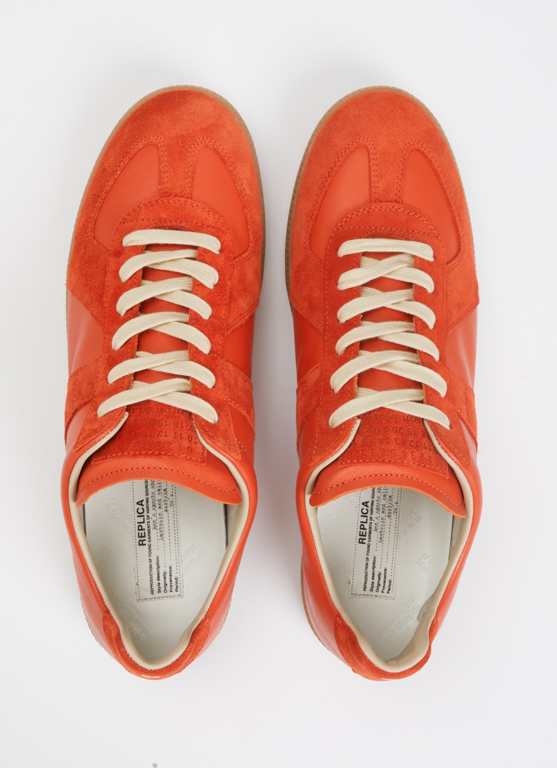 Maison Margiela Replica sneaker van kalfsleer met details van kalfssuède - detail 3 oranjerood