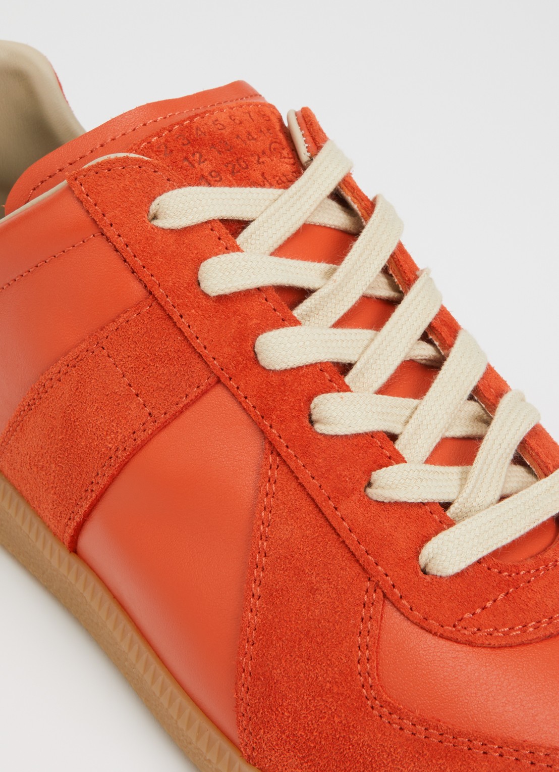 Maison Margiela Replica sneaker van kalfsleer met details van kalfssuède - detail 5 oranjerood