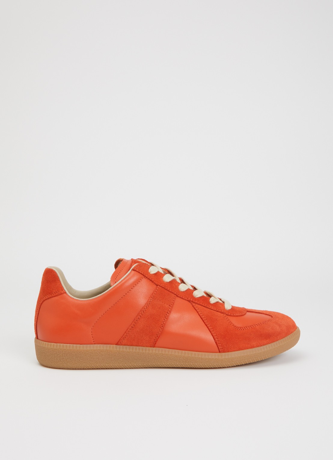 Maison Margiela Replica sneaker van kalfsleer met details van kalfssuède - voorkant 6 oranjerood