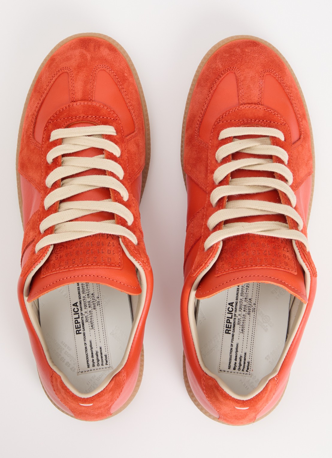 Maison Margiela Replica sneaker van kalfsleer met details van kalfssuède - detail 3 oranjerood