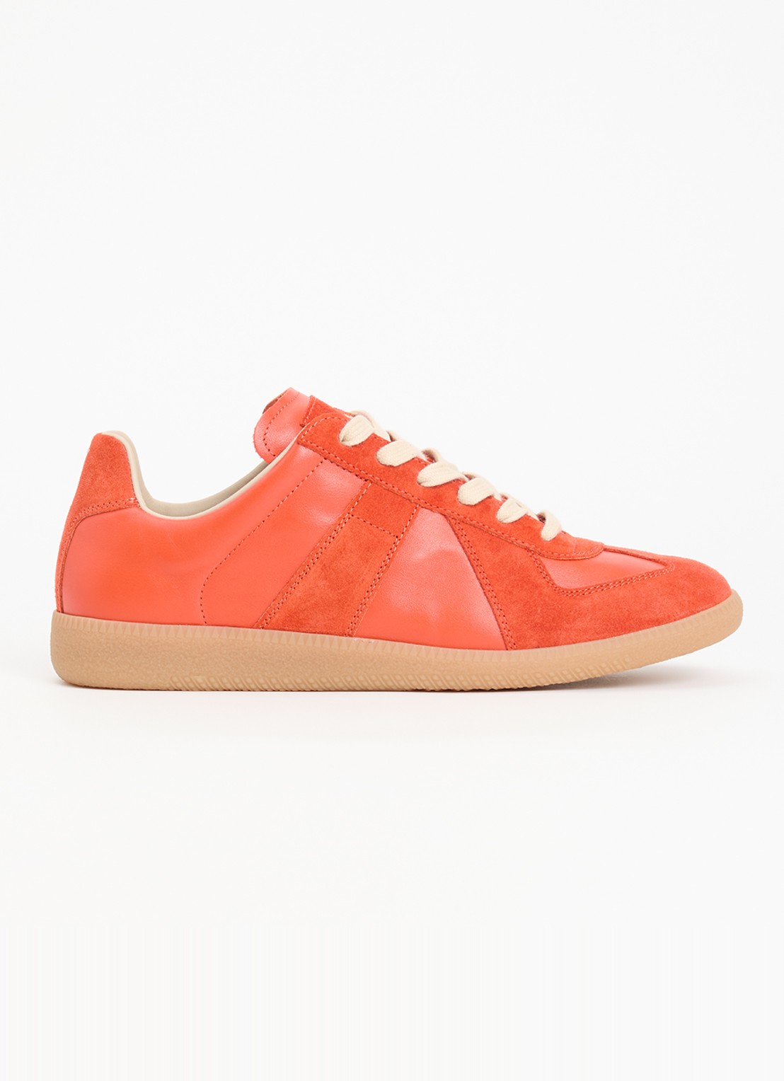 Maison Margiela Replica sneaker van kalfsleer met details van kalfssuède - voorkant 6 oranjerood
