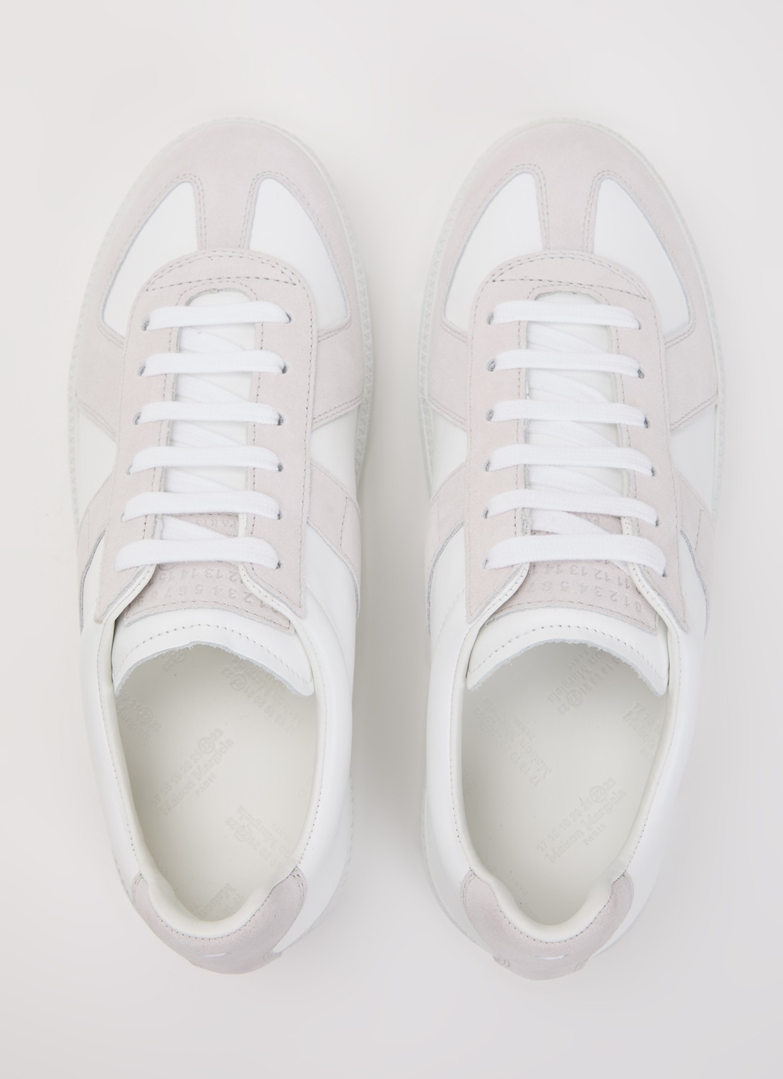 Maison Margiela Replica sneaker van kalfsleer met kalfssuède details met plateauzool - detail 3 wit
