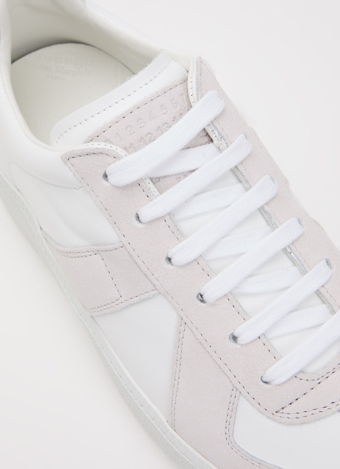 Maison Margiela Replica sneaker van kalfsleer met kalfssuède details met plateauzool - detail 5 wit