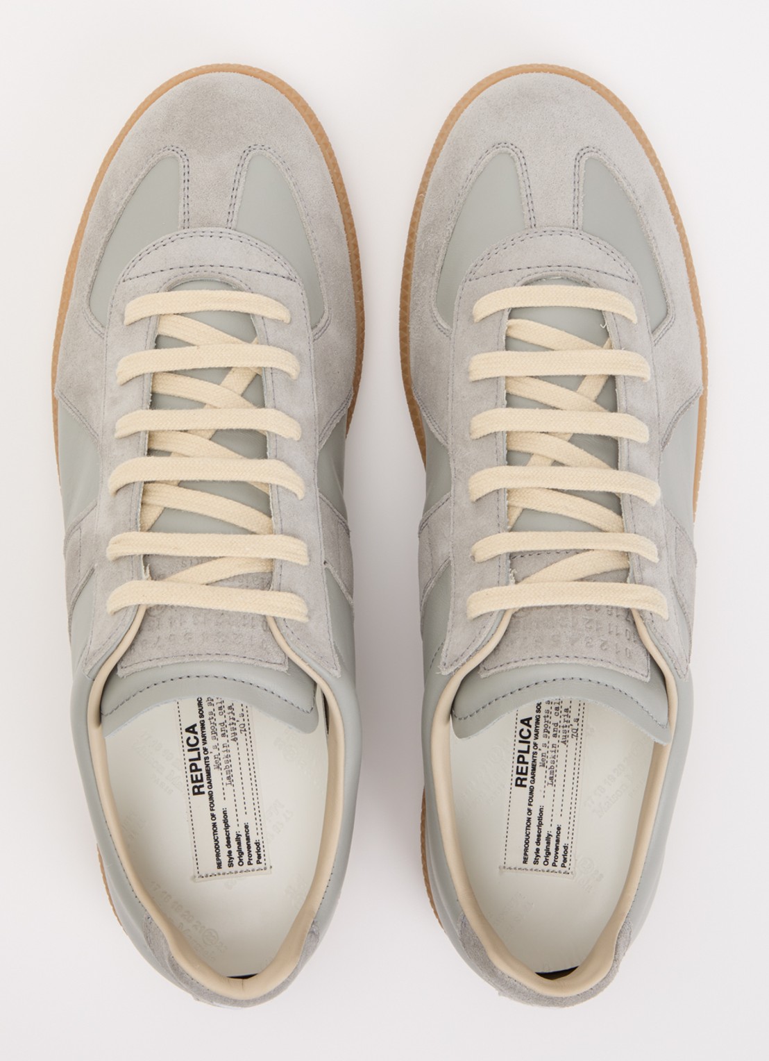 Maison Margiela Replica sneaker van kalfsleer met kalfssuède details - detail 3 grijs