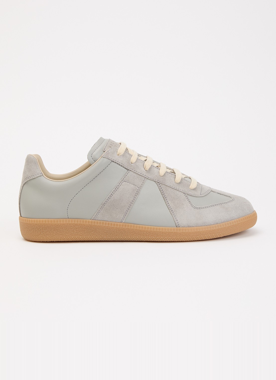Maison Margiela Replica sneaker van kalfsleer met kalfssuède details - voorkant 6 grijs