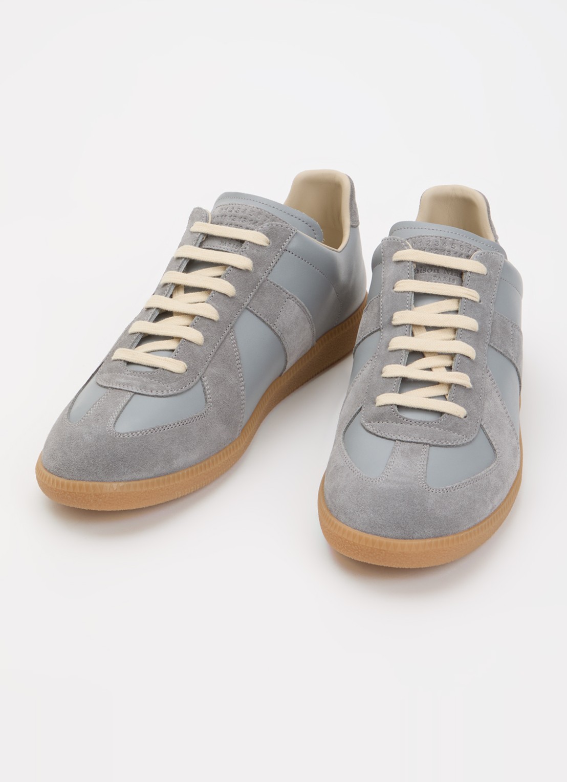 Maison Margiela Replica sneaker van kalfsleer met kalfssuède details - detail 2 staalblauw